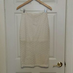 Express lacy white pencil skirt size 0